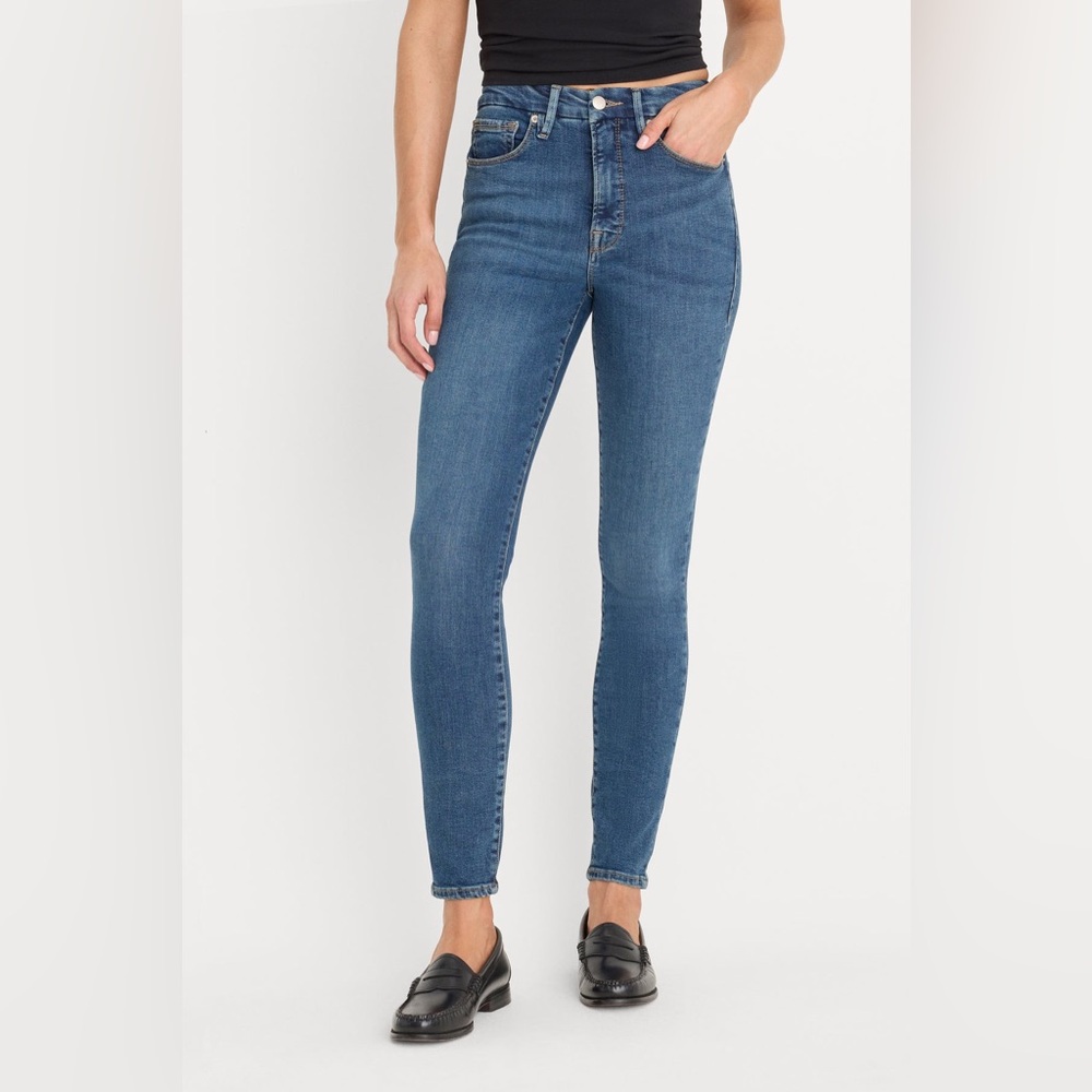 NWT Good American Good Legs Long Mid Blue High-Rise Skinny Jeans